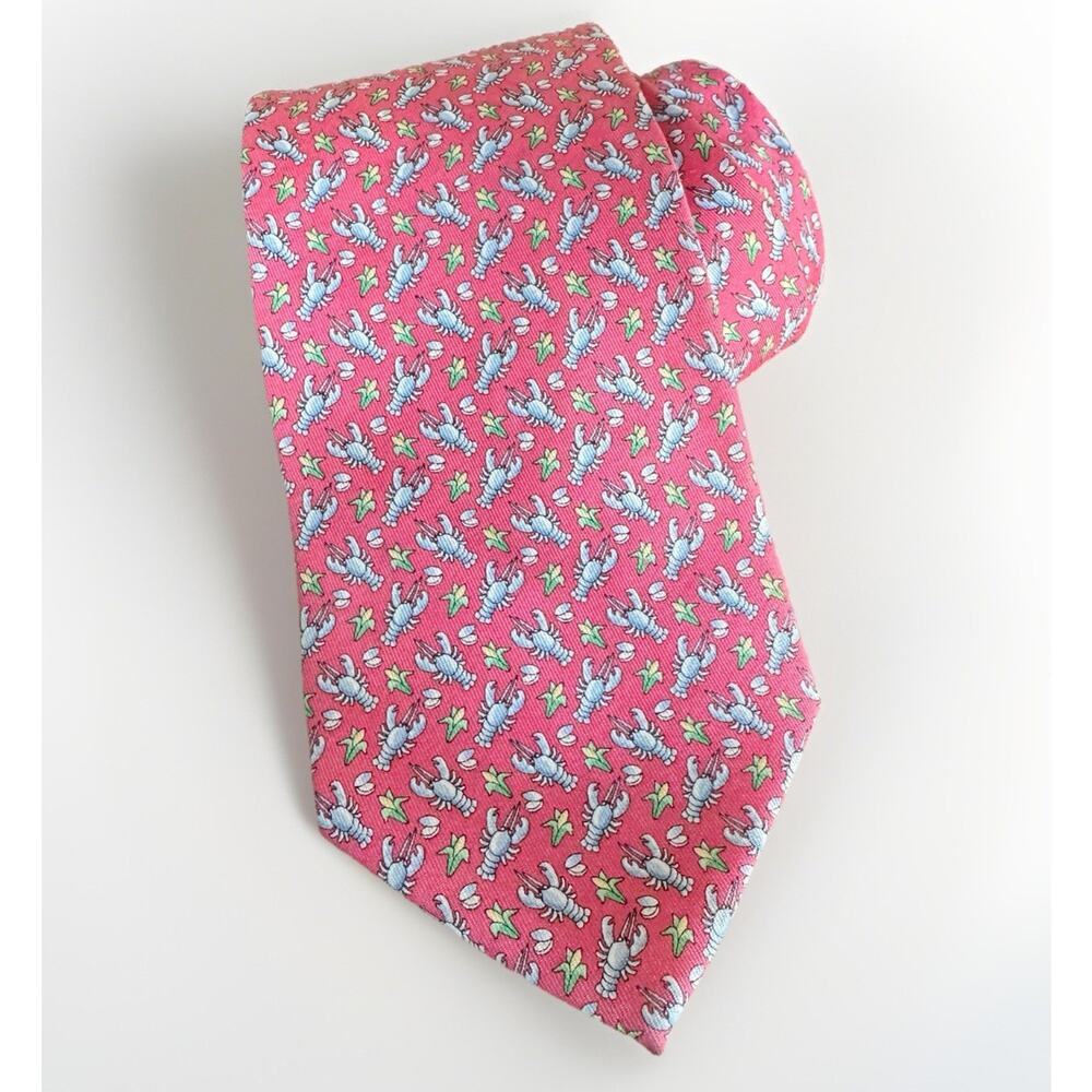 Vineyard Vines 100% Silk Martha’s Vineyard Lobster Bake Tie Nantucket Red Blue